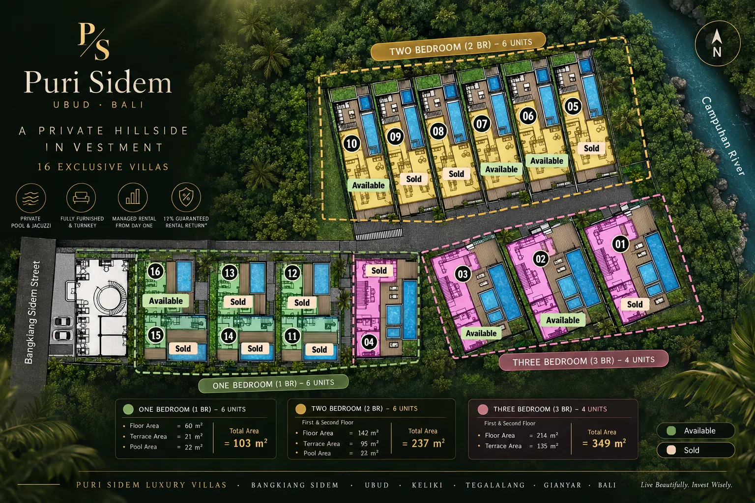 Puri Sidem master plan — villa positions and availability